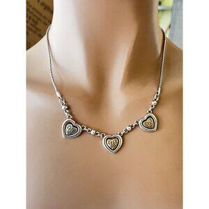 Brighton Rotating Silver Decorative Plated Hearts Necklace Retired